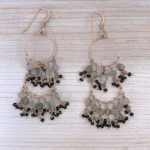 ❤️ Chandelier earrings with blue and gray beads